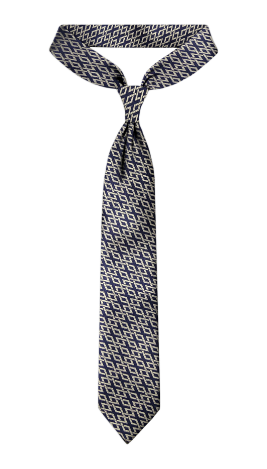 Luxury Navy~Beige Jacquard Tie