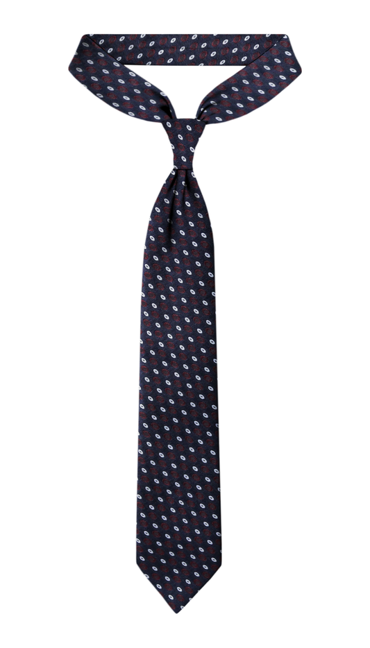Luxury Navy Blue/Red/White Jacquard Tie