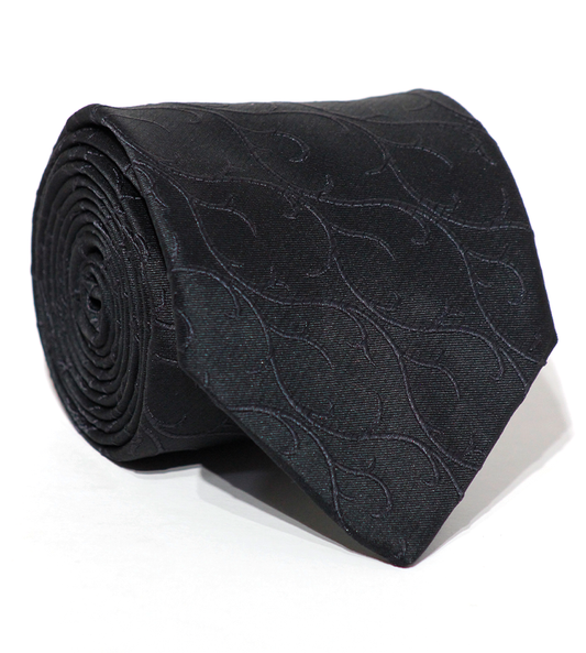 Luxury Black Pattern Silk Tie