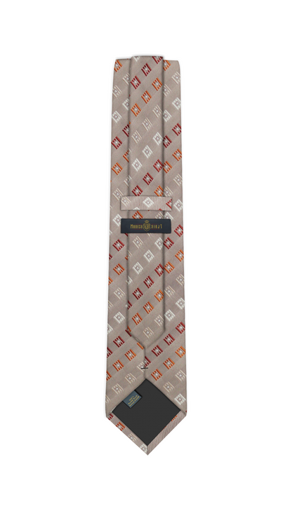 Luxury Mixed Beige/Red/Orange Silk Tie