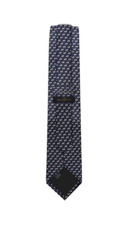 Luxury Navy Blue/Off White Jacquard Tie