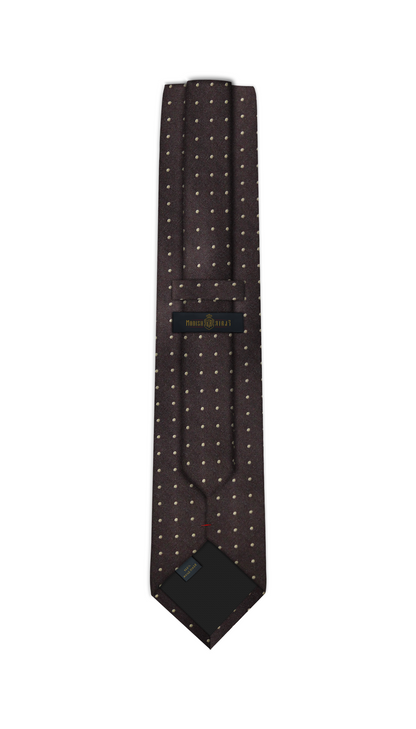Luxury Dark Brown/Beige Dots Jacquard Tie