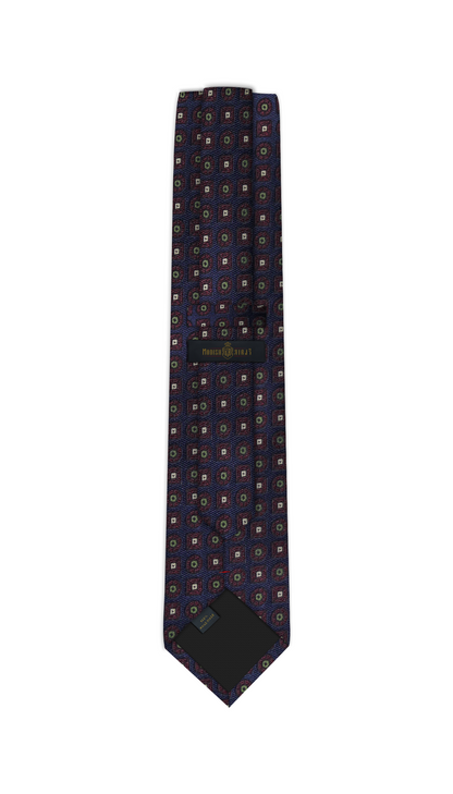 Luxury Navy Blue/Red Jacquard Tie
