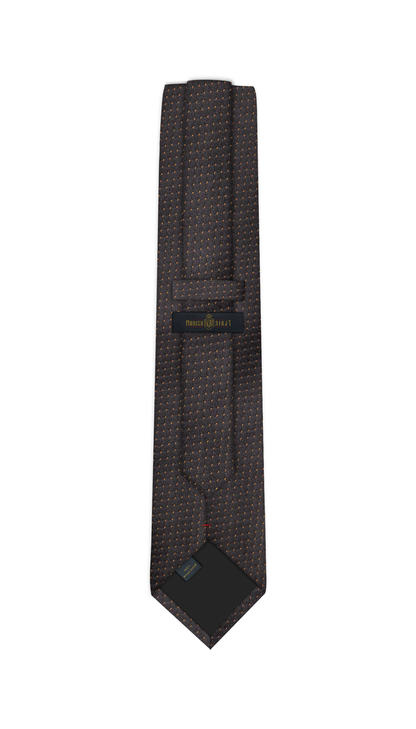 Luxury Dark Brown/Orange Dots Jacquard Tie