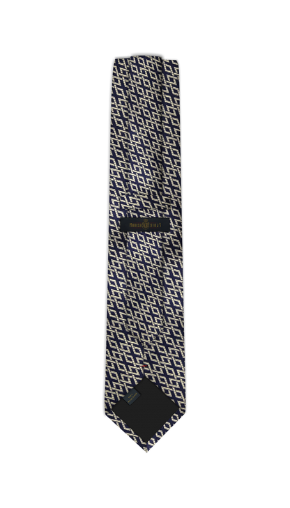 Luxury Navy~Beige Jacquard Tie