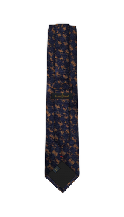 Luxury Navy Blue/Bronze Jacquard Tie