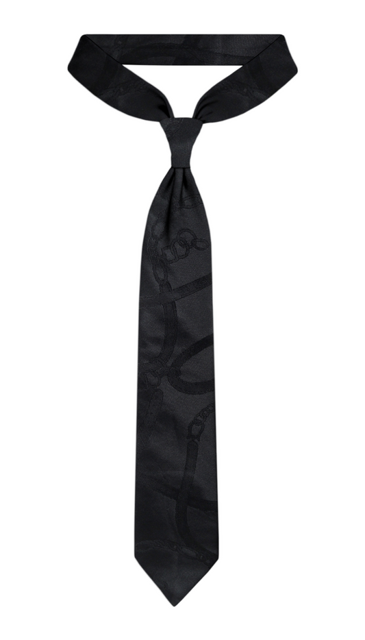 Luxury Black Pattern Silk Tie